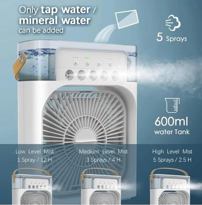 Portable air conditioner cooler with 7-colour LED light