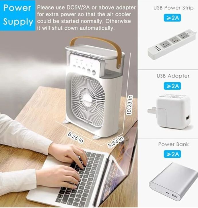 Portable air conditioner cooler with 7-colour LED light