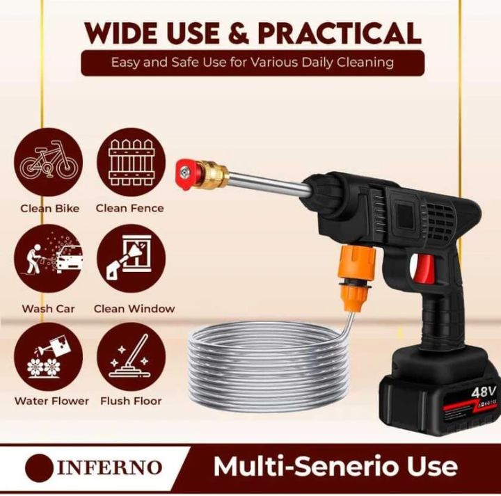 48V Car washing Kit, Portable Pressure Washer with, Rechargeable | Cordless Pressure Washer Gun |  (Double Battery)